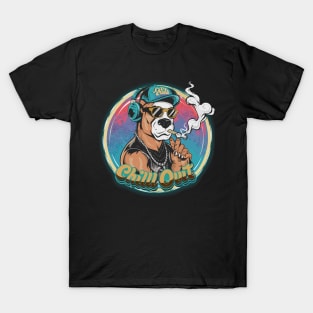 Chill Out: Hip Hop Pitbull Art Piece - Cool Dog T-Shirt